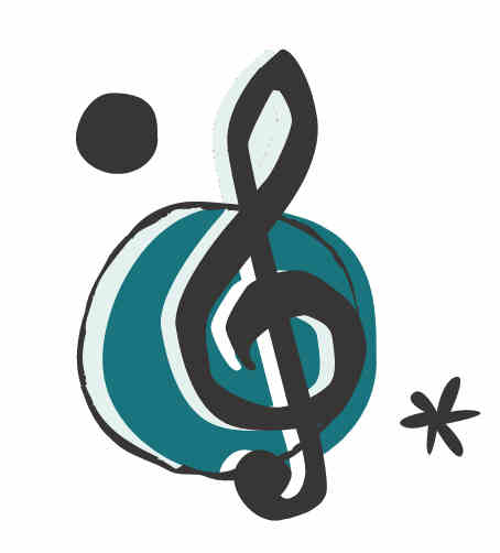 image de clef de sol stylisée en corrélation avec le reste du thème On voit une clef de sol sylisée, dynamique illustrant le choeur mixte